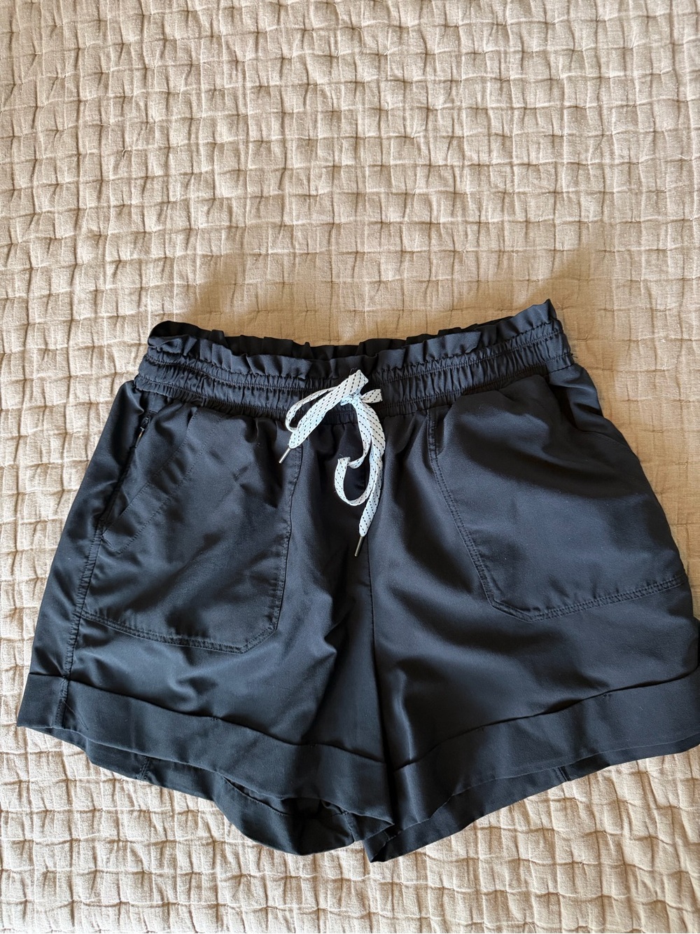 Zella Black Athletic Shorts with White Drawstring